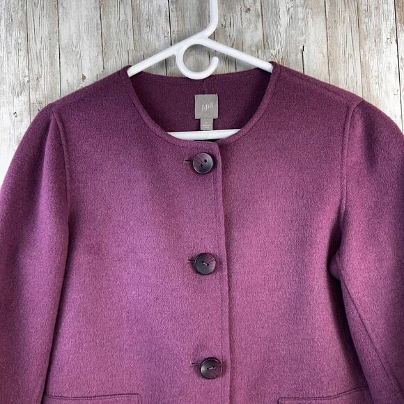 J.Jill Womens Wool Jacket Small Purple Round Neck Angoral Rabbit Blend Button Up - Picture 3 of 10